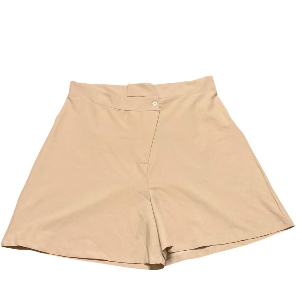 PrettyLittleThing Shorts Wms 16 Beige Asymmetric Wide Leg Tailored Plus Size New